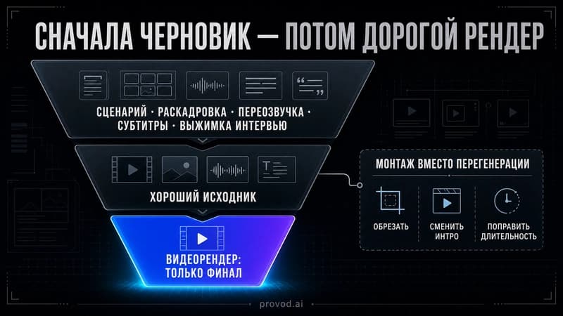 Стековая схема: широкий дешёвый черновой этап и узкий, но дорогой этап видеорендера