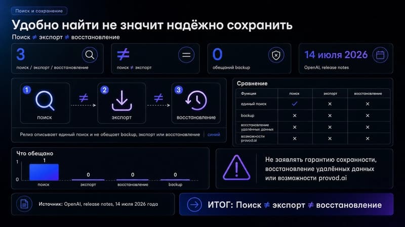 Поиск не заменяет экспорт важных рабочих материалов