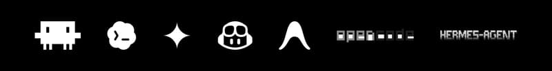The agent types agmsg supports, shown as logos: claude-code, codex, gemini, copilot, antigravity, opencode, and hermes