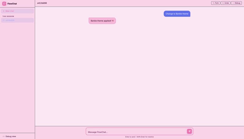 Barbie themed interface with pink gradients