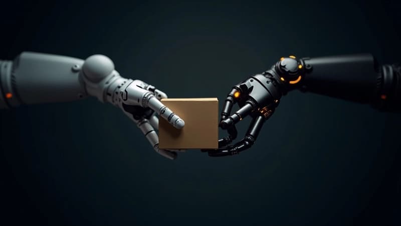 Diagram of AI agents coordinating ecommerce order, inventory and support systems in a warehouse operations center