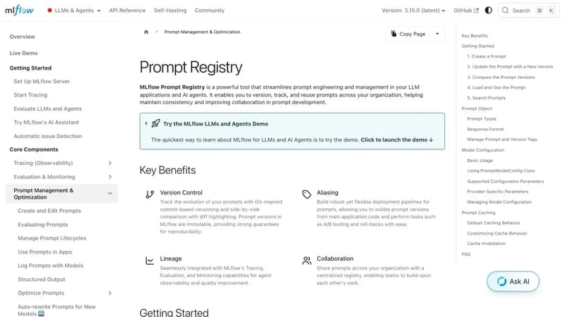 MLflow Prompt Registry documentation