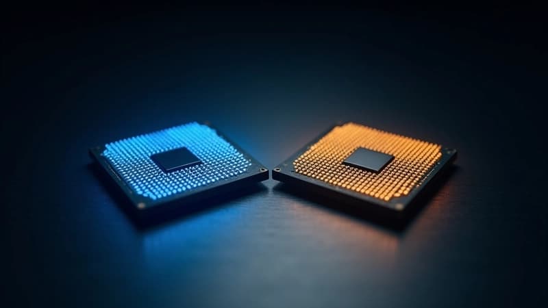 Chip benchmark comparison chart showing CPU versus GPU AI inference performance metrics on a dashboard