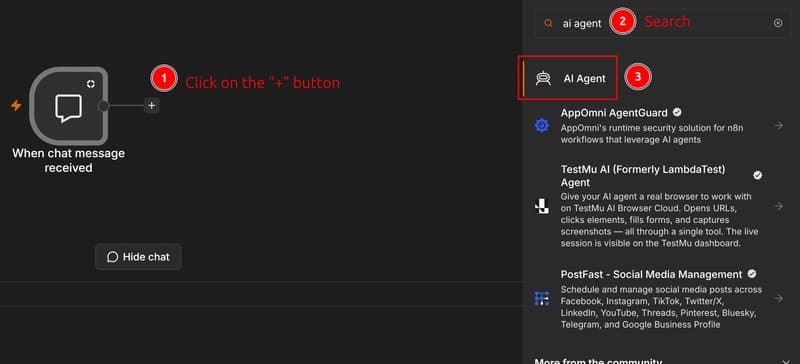 Add AI Agent node