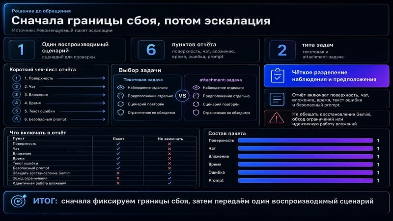 Соберите карту сбоя перед эскалацией