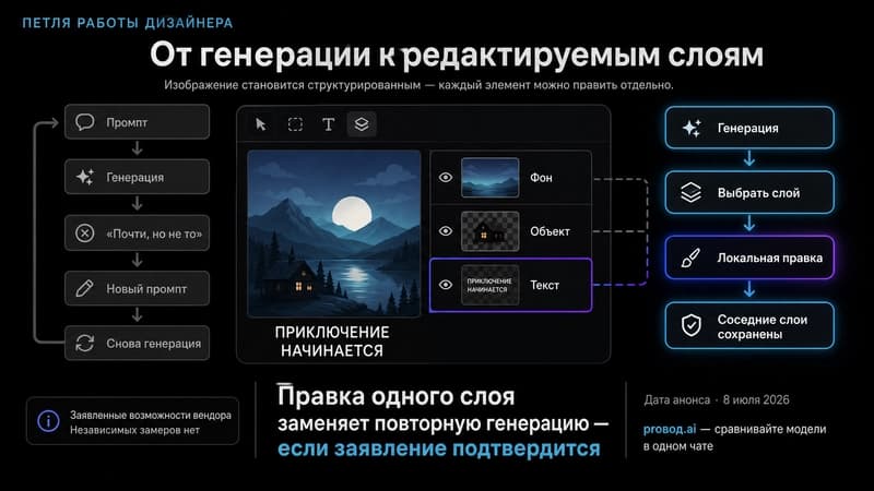 Схема: как генерация раскладывается на редактируемые слои