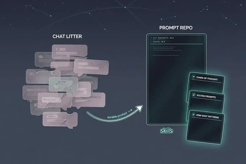 Hub diagram with a monorepo card at center and orbiting cards for AGENTS.md, CLAUDE.md, skills, and prompt modules