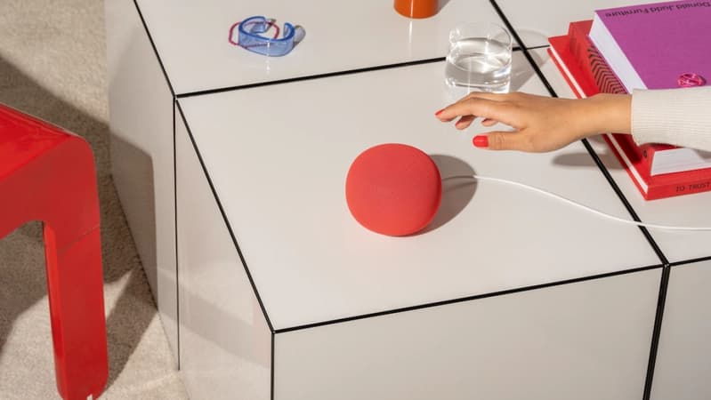 New Google Home Speaker 2026 in Berry color showing redesigned spherical Gemini-powered smart speaker