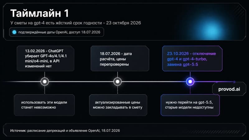 Таймлайн трёх дат OpenAI: ретаймент в ChatGPT, дата расчёта и отключение gpt-4