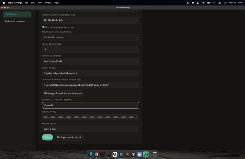 Opçao de selecionar api da openai ou deepseek