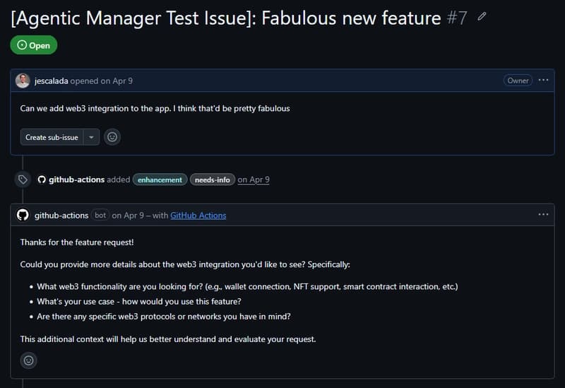 Issue triage bot in action