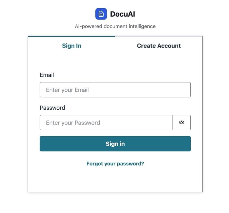 AI Document Processor — login screen