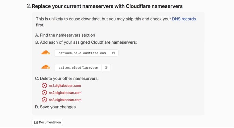 cloudflare two nameservers