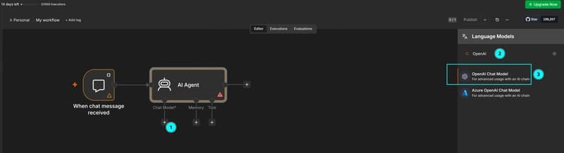 Add OpenAI chat model node