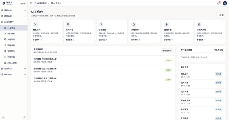 围绕不同业务任务组织的 AI 工作台