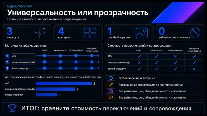 Матрица выбора между AIO и специализированными workflow