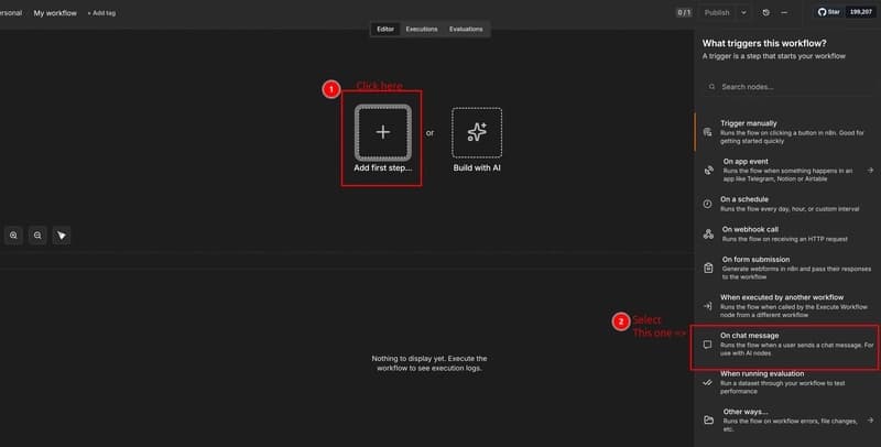 Add on chat message node