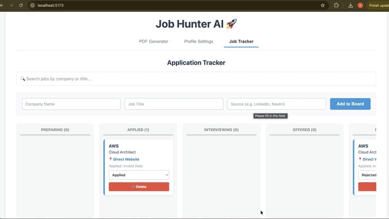 Kanban Application Tracker