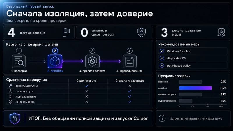 Карточка безопасного режима для незнакомых репозиториев