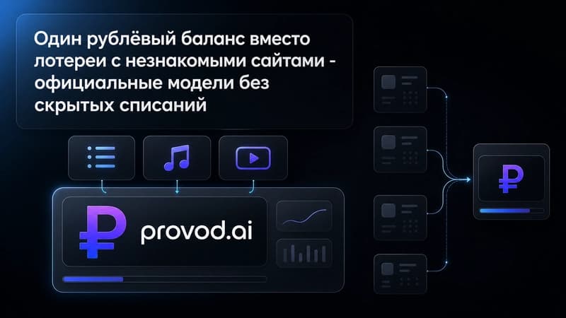 Единый рублёвый баланс provod.ai для официальных моделей без скрытых списаний