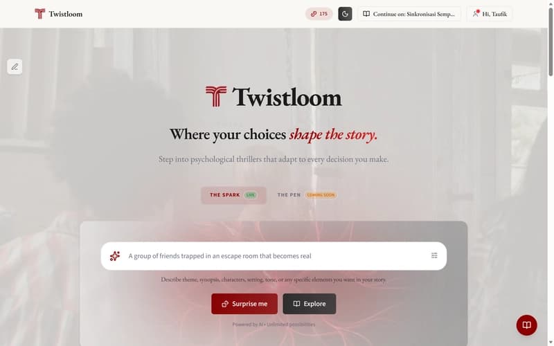 Twistloom homepage screenshot