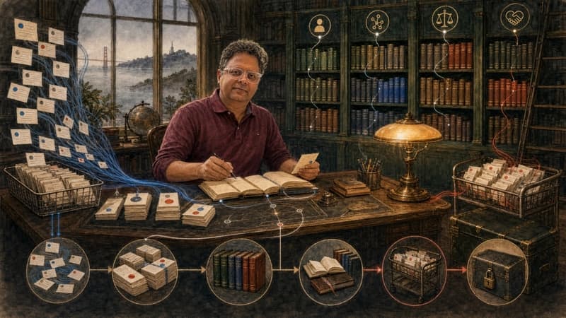 The builder as a librarian compressing observations into durable memory and paging only relevant context