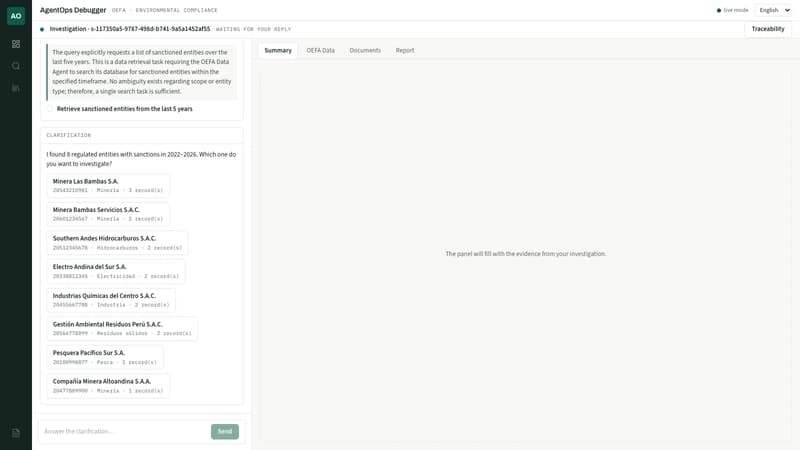 Clickable entity listing