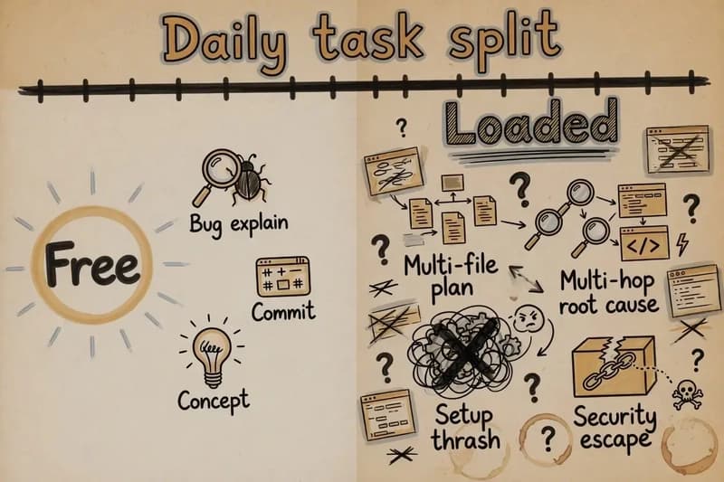 Sketchnote rail splitting free daily tasks like bug explain from loaded multi-hop tasks like multi-file plan