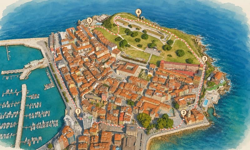 Final illustration with the route and markers