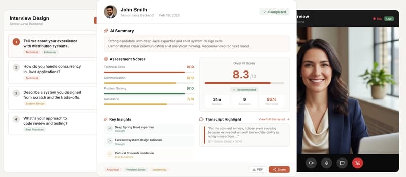 Aural interview design, live session, and report