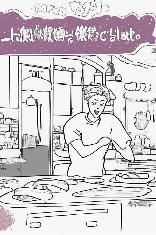 v2 line art of a single character cooking