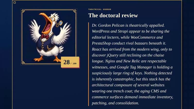 Dr Gordon Pelican looks horrified