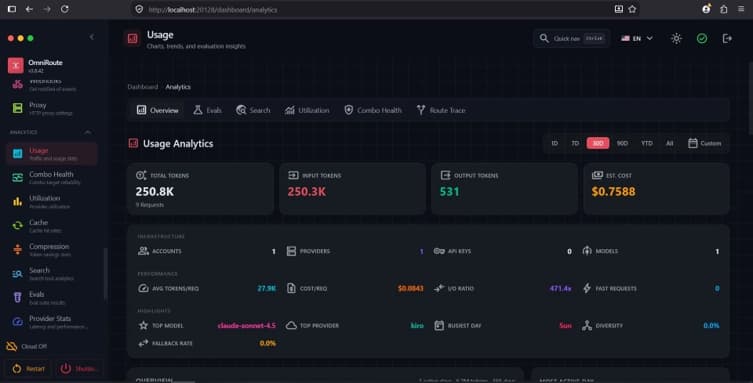 Omniroute dashboard settings