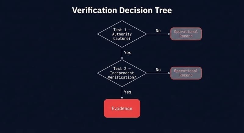 the two-part evidence verification test — authority capture and independent verification