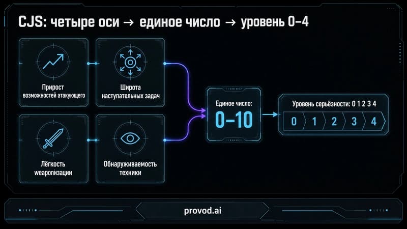 Диапазоны баллов CJS по пяти уровням серьёзности