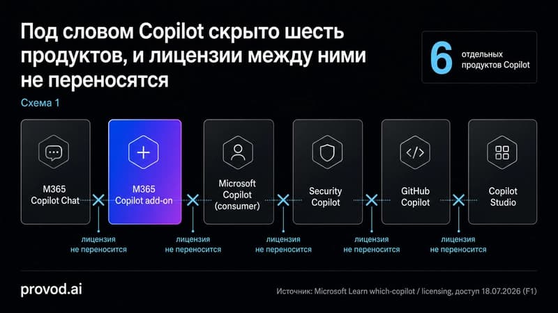 Шесть продуктов Copilot и отсутствие переноса лицензии между ними