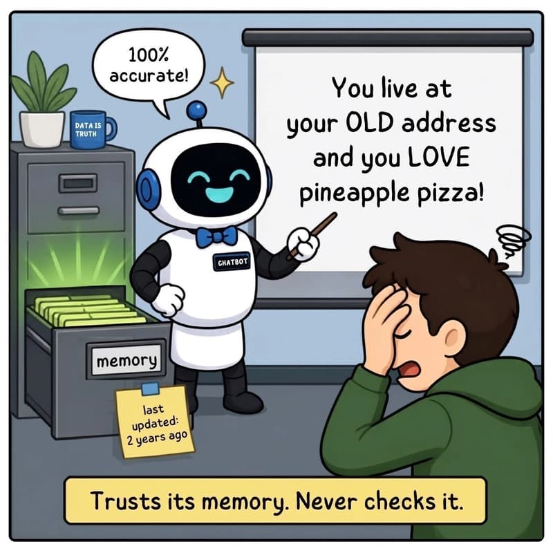 Cartoon: a chatbot proudly presents
