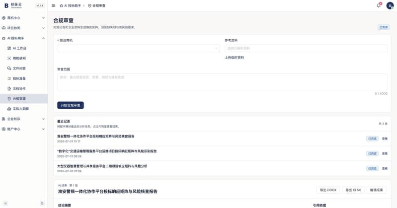 AI 合规审查的输入界面