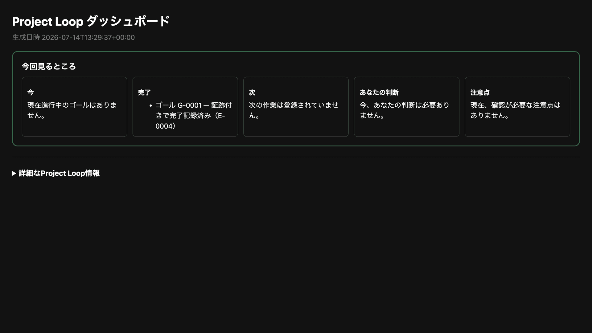 完了後の日本語ダッシュボード