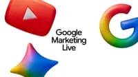 "Google Marketing Live" text with the YouTube logo, Google G, and a 3-D sparkle