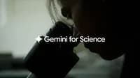 Person using a microscope with "Gemini for Science" text and star icon.