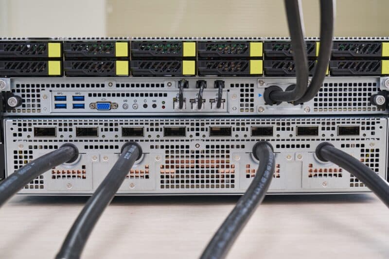 ASRock Rack 4U16X GNR2 DLC Front 800G NIC Ports Large